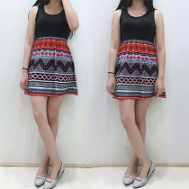 Fashion Casual Spliced Sleeveless Round Neck High Waist Dress 
