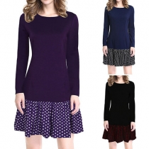 Fashion Elegant Mock Two-piece Long Sleeve Slim FIt Dress 