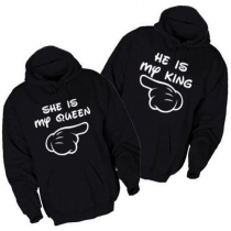 Fashion Letters Printed Long Sleeve Couple Hoodie Sweatshirt 