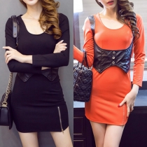 Fashion Cool Long Sleeve Slim Fit Vest Spliced Dress 