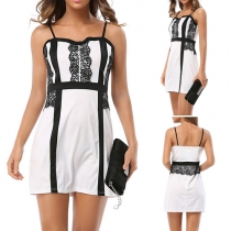 Sexy Backless Lace Spliced Slim Fit Cami Dress