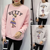 Fashion Casual Cartoon Printed Long Sleeve Round Neck Sweatshirt 