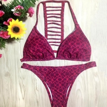 Fashion Sexy Printed Two-piece Halter Bikini Set 