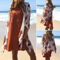Fashion Casual Floral Printed Chiffon Sunscreen Cardigan
