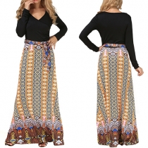 Fashion Sexy Deep V-neck Long Sleeve Slim Fit Maxi Dress 