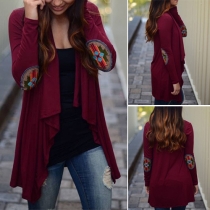 Fashion Casual Spliced Long Sleeve Irregular Hemline Cardigan 