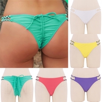 Sexy Hollow Out Low-waist Wrinkled Bikini Briefs