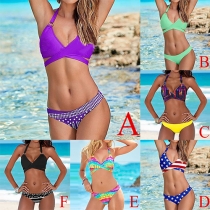 Fashion Sexy Digital Printed Two-piece Halter Bikini Swimsuit 