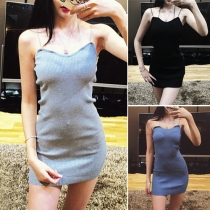 Fashion Sexy Solid Color Sleeveless Knit Sheath Dress