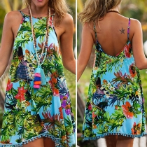 Fashion Sexy Bohemian Backless Tassel Sling Dress 