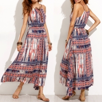 Fashion Printed Elastic Waist Printed Cami Dress