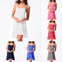 Sexy Backless Solid Color Cami Dress
