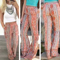 Fashion High Waist Printed Wide-leg Pants  