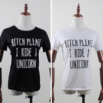 Fashion Casual Letters Printed Round Neck Short Sleeve Men's T-shirt 