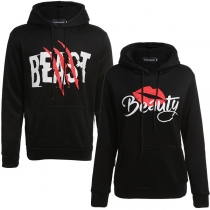 Casual Style Letters Printed Long Sleeve Slim Fit Couple Hoodie