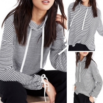 Fashion Long Sleeve Turtleneck Striped T-shirt