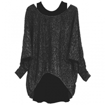 Fashion Dolman Sleeve Round Neck T-shirt + Tank Top Two-piece Set