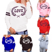 Fashion Letters Printed Long Sleeve Round Neck Casual Sweatshirt