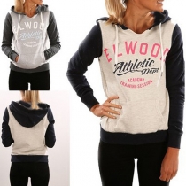 Fashion Contrast Color Letters Printed Long Sleeve Hoodie 