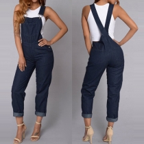 Fashion High Waist Denim Overalls 