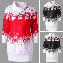 Fashion Printed Long Sleeve Lapel Slim Fit Printed Dress