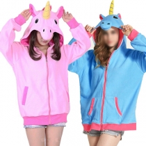 Cute Cartoon Unicorn Shaped Hooded Sweatshirt Coat 