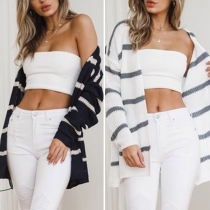 Fashion Long Sleeve Striped Knit Cardigan