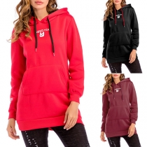 Fashion Long Sleeve Slim Fit Printed Hoodie