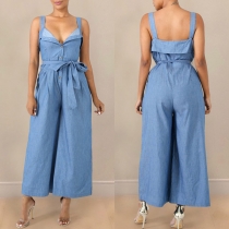 Sexy Backless High Waist Wide-leg Sling Jumpsuit