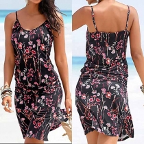 Sexy Backless Printed Sling Dress