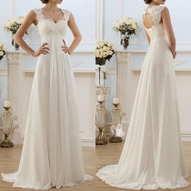 Sexy Backless Sleeveless High Waist Lace Spliced Party Dress