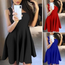 Fashion Solid Color High Waist Sling Dress