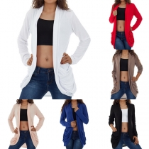Fashion Solid Color Long Sleeve Slim Fit Cardigan 