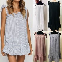 Sexy Backless Ruffle Hem Loose Sling Dress