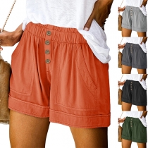 Mode Shorts Casual enfärgade med dragsko i midjan