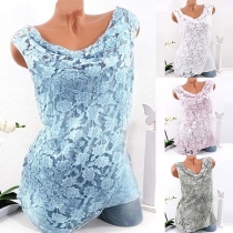 Fashion Sleeveless Round Neck Lace Top 