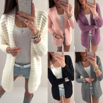 Fashion Solid Color Long Sleeve Knit Cardigan
