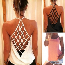 Sexig rygglös urholkad helfärgad cami-topp