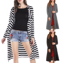 Fashion Solid Color Long Sleeve Lapel Cardigan 