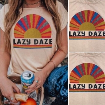 Fashion Short Sleeve Round Neck Printed T-shirt