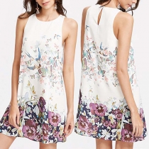 Fashion Sleeveless Round Neck Printed Dress