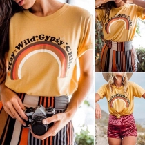 Fashion Round-neck Short Sleeve Letters Printed Pattern Shirt