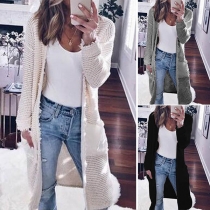 Fashion Solid Color Long Sleeve Knit Cardigan