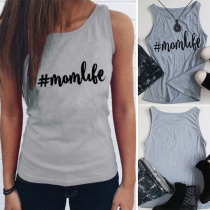 Casual Style Letters Printed Slim Fit Tank Top