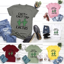 Cute Letter Pattern Printed Short Sleeve Round Neck T-shirt