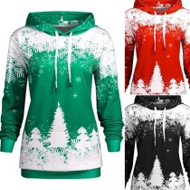 Fashion Snowflake Printed Long Sleeve Hoodie