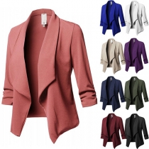 Fashion Solid Color Long Sleeve Lapel Blazer