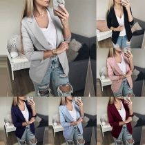 OL Style Long Sleeve Slim Fit Solid Color Blazer