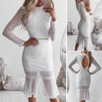 Sexy Backless Long Sleeve High Waist Slim Fit Dress