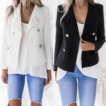 OL Style Long Sleeve Double-breasted Slim Fit Blazer